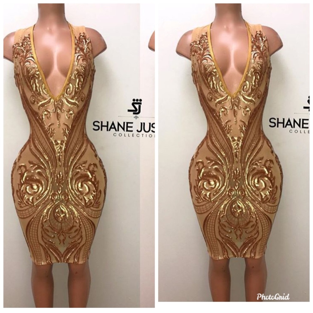 Gold bodycon dress custom made